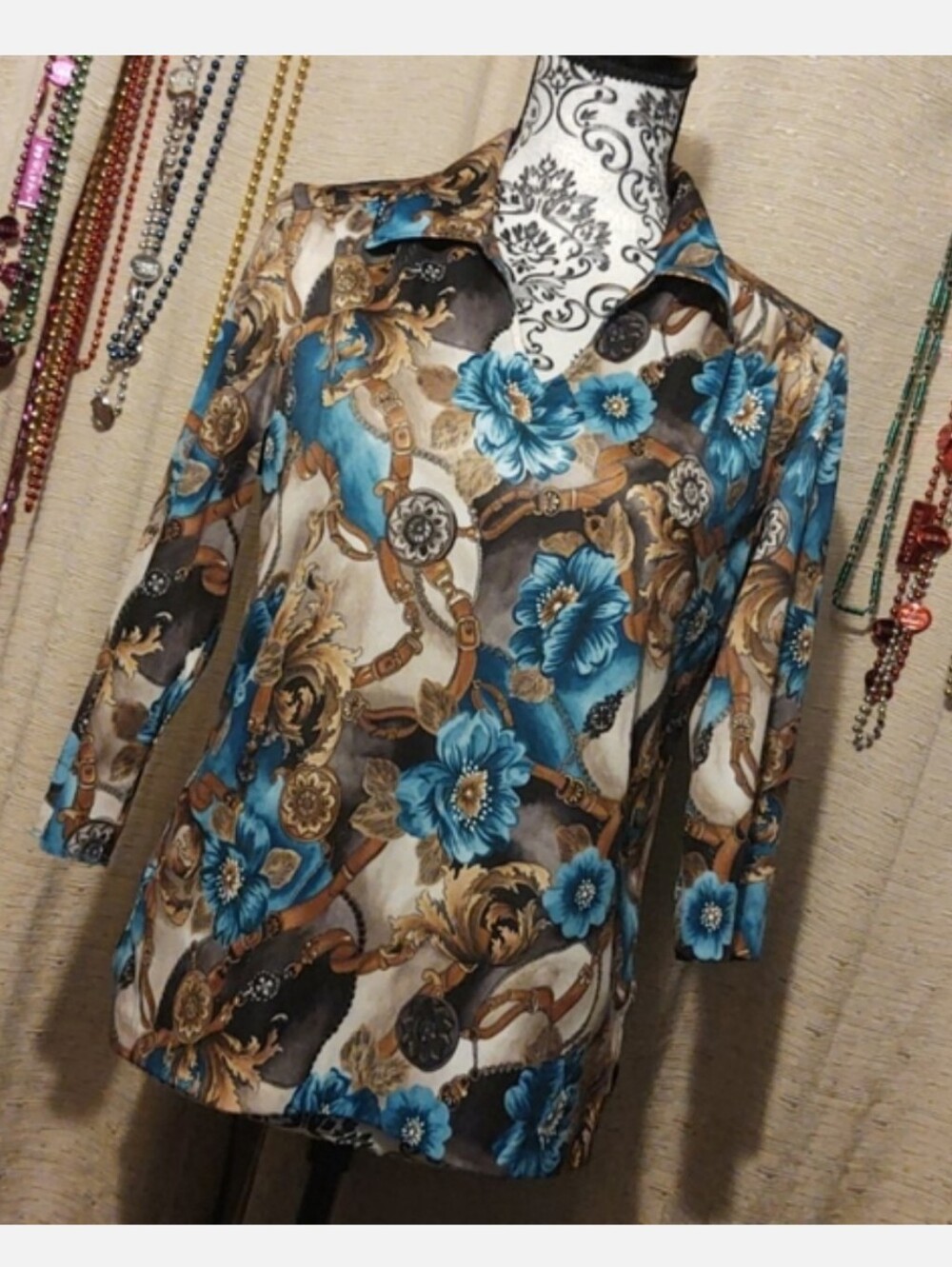 Vintage Haband! Pullover V Collar Floral Blouse Med